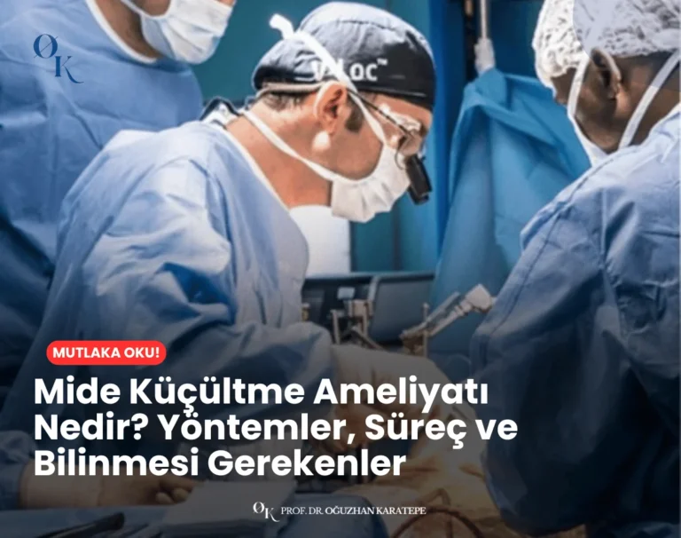 Tüp mide ve mide küçültme ameliyatı süreci hakkında bilgilendirici görsel